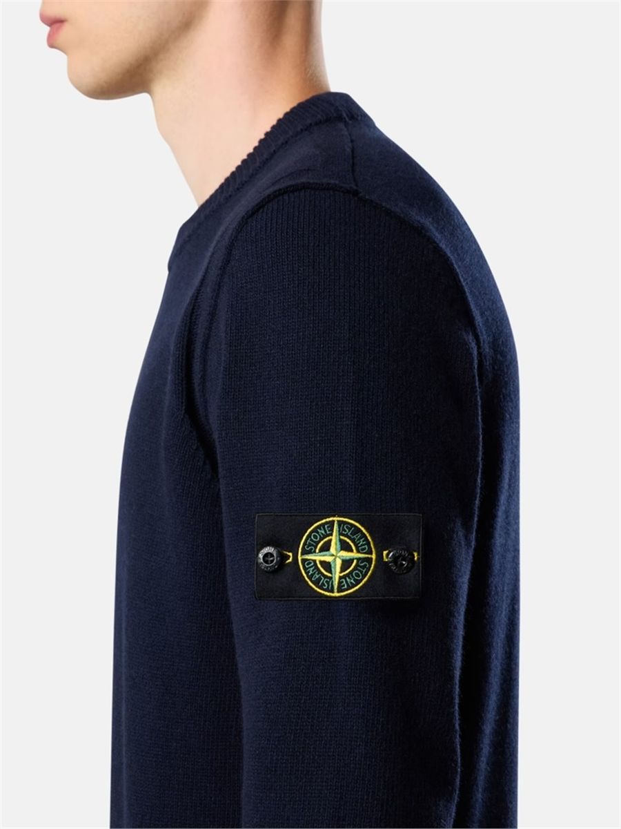 Regular-fit crewneck jumper with ribbed trims-STONE ISLAND-Verso