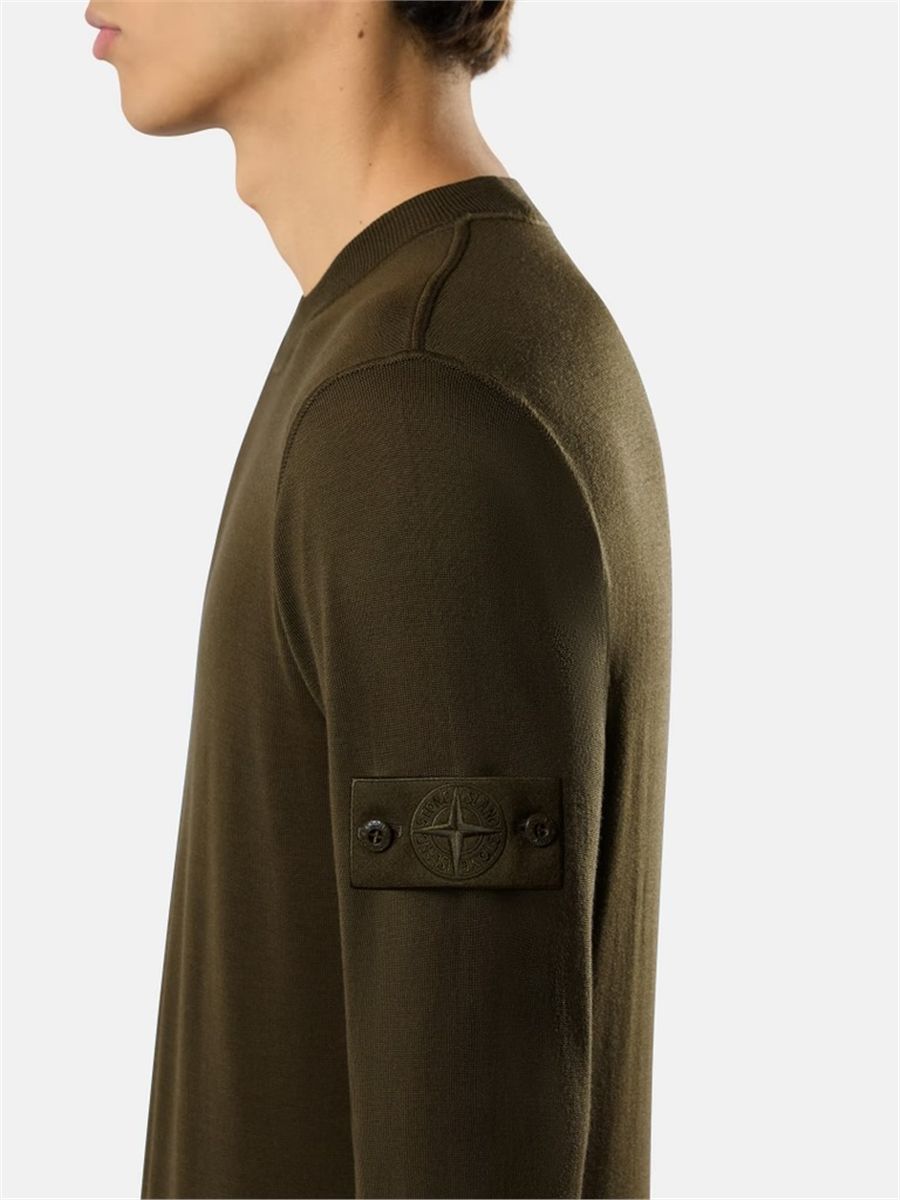 Regular-fit crewneck jumper with ribbed trims-STONE ISLAND-Verso