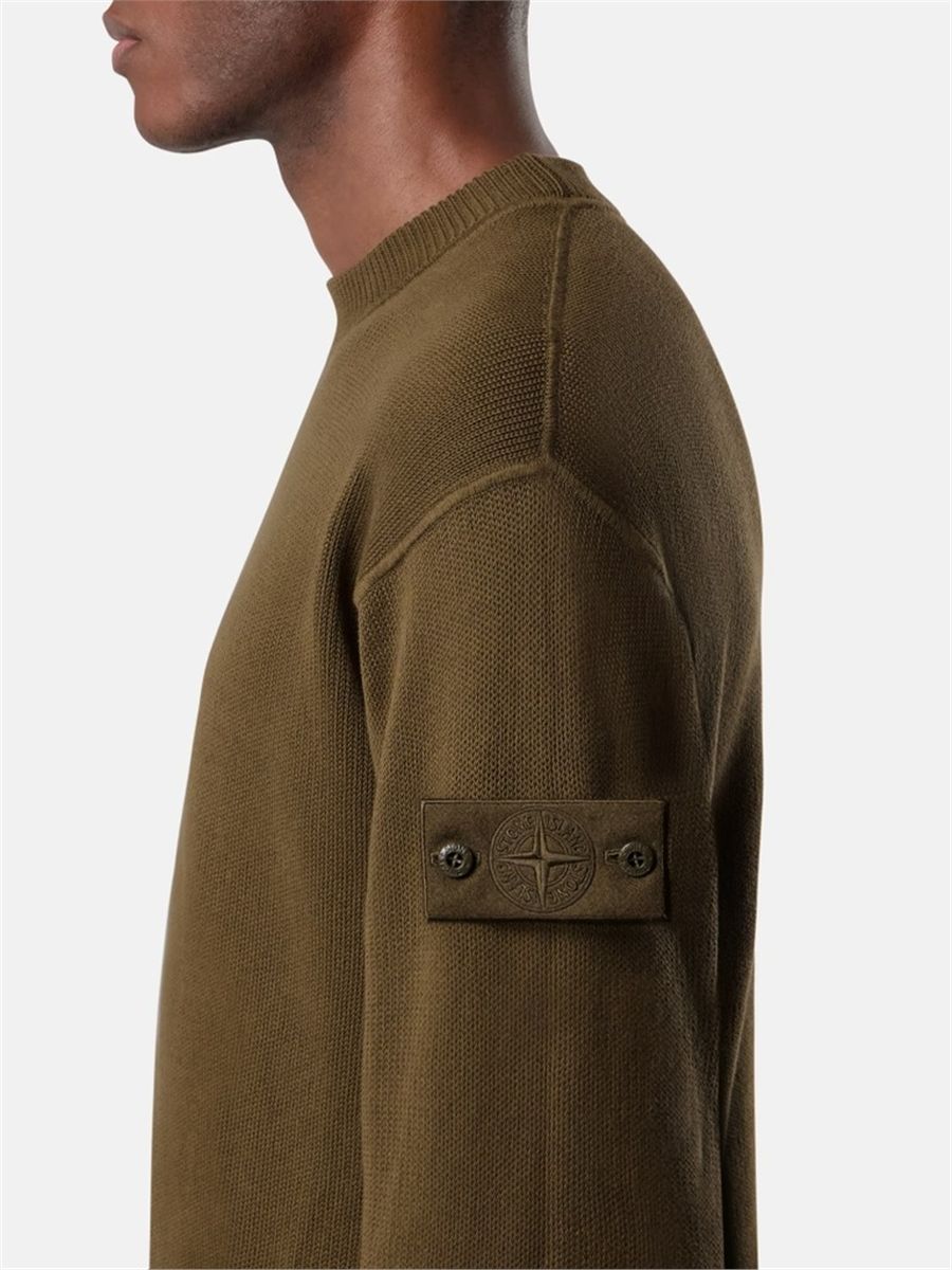 Regular-fit crewneck jumper with ribbed trims-STONE ISLAND-Verso