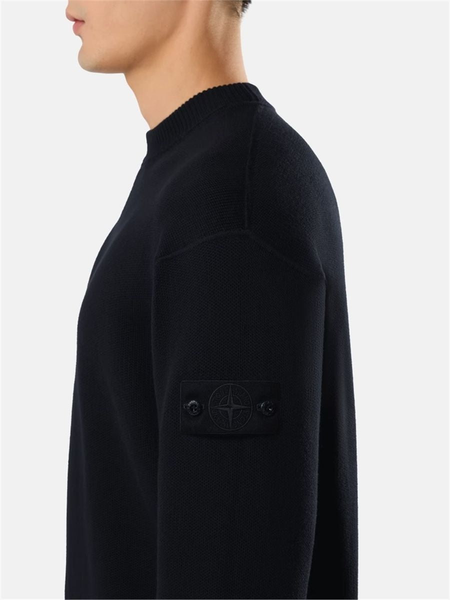 Regular-fit crewneck jumper with ribbed trims-STONE ISLAND-Verso