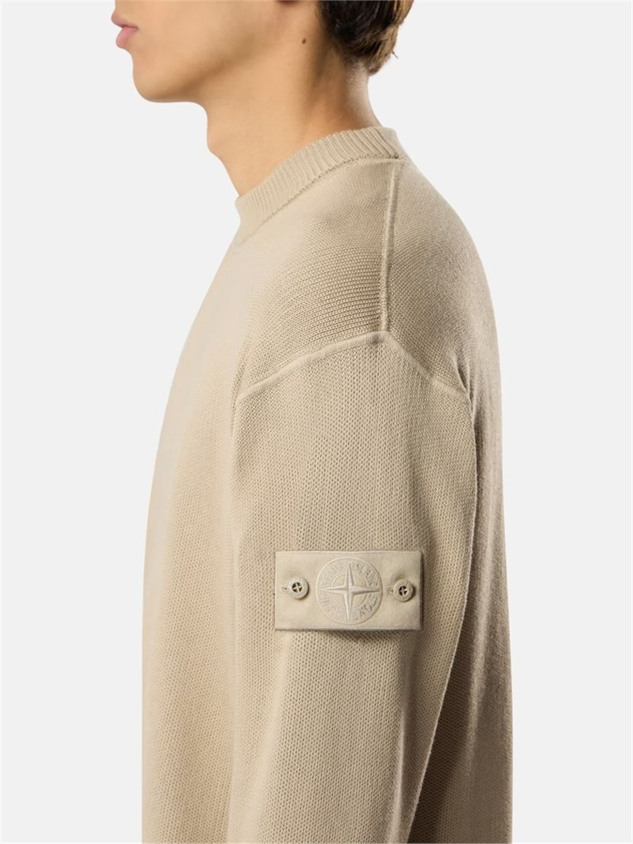 Regular-fit crewneck jumper with ribbed trims-STONE ISLAND-Verso