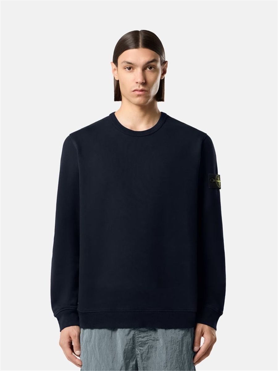Regular-fit crewneck sweatshirt with ribbed inserts-STONE ISLAND-Verso