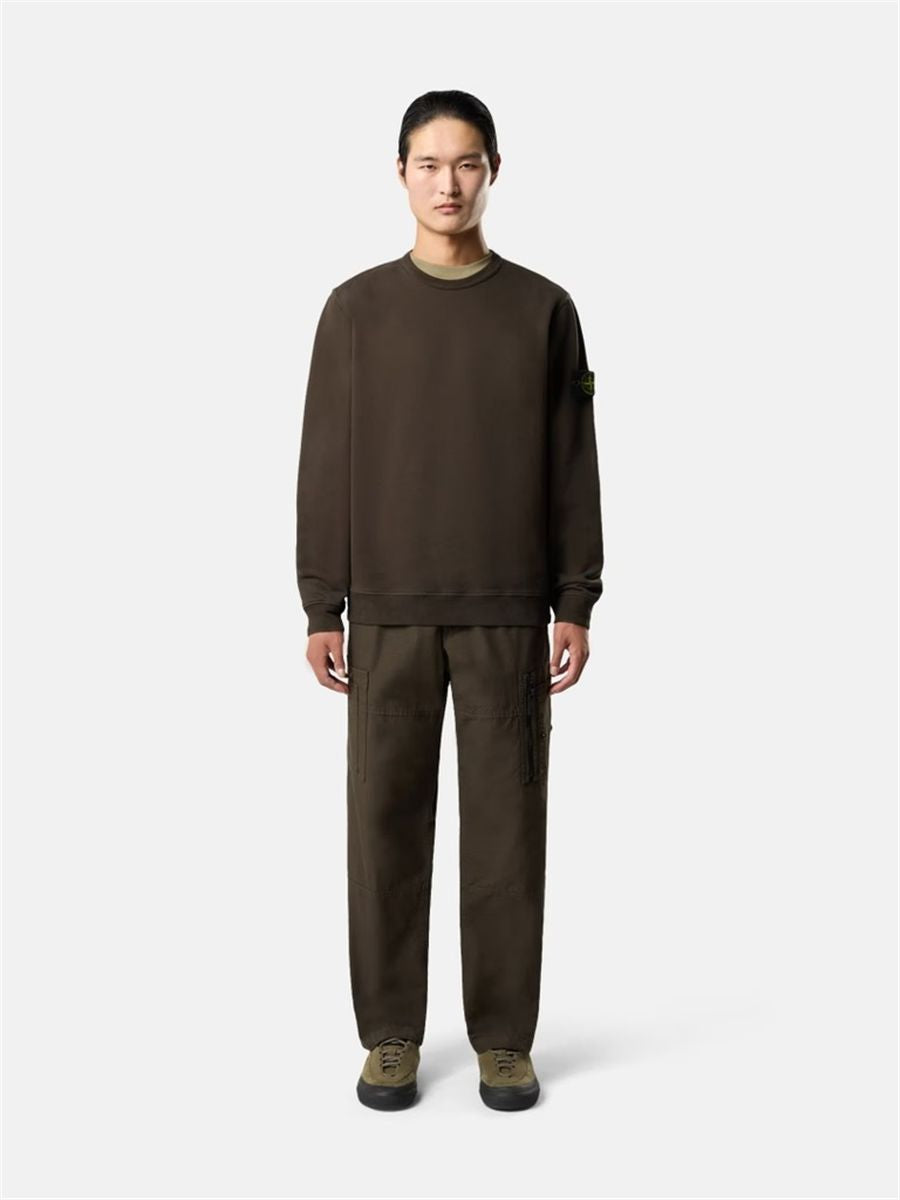 Regular-fit crewneck sweatshirt with ribbed inserts-STONE ISLAND-Verso