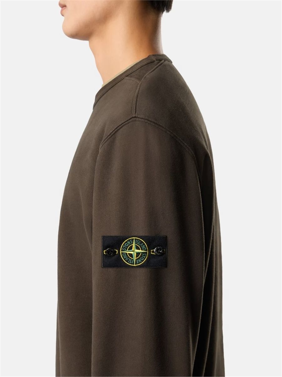 Regular-fit crewneck sweatshirt with ribbed inserts-STONE ISLAND-Verso