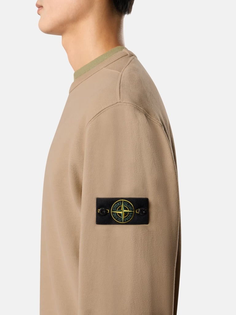 Regular-Fit Crewneck Sweatshirt with Ribbed Inserts-STONE ISLAND-Verso