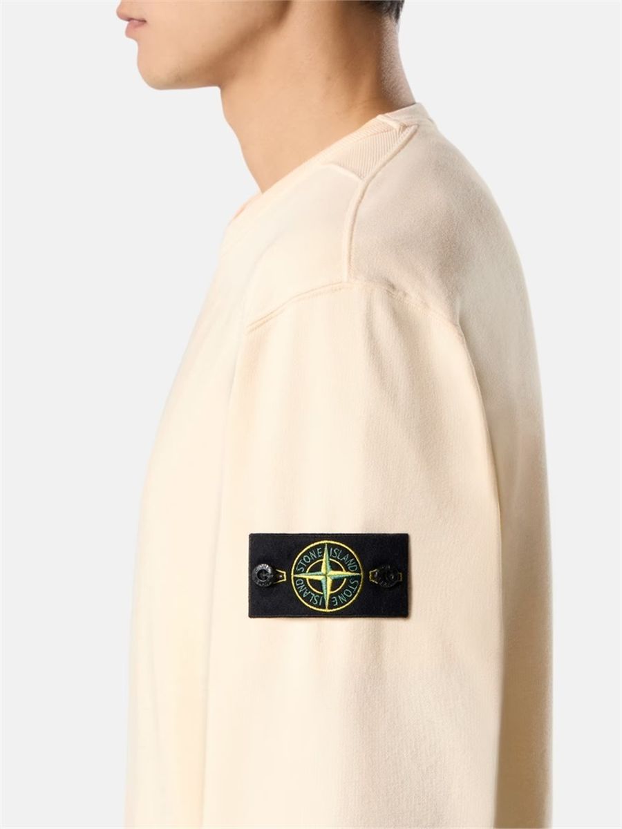 Regular-fit crewneck sweatshirt with ribbed inserts-STONE ISLAND-Verso