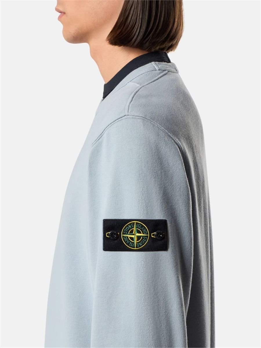 Regular-fit crewneck sweatshirt with ribbed inserts-STONE ISLAND-Verso