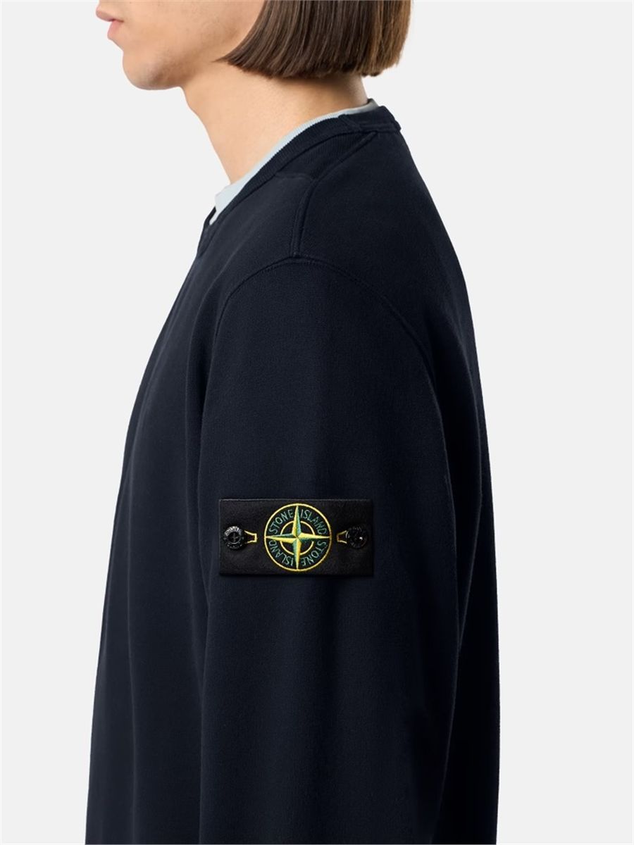 Regular-fit crewneck sweatshirt with ribbed inserts-STONE ISLAND-Verso