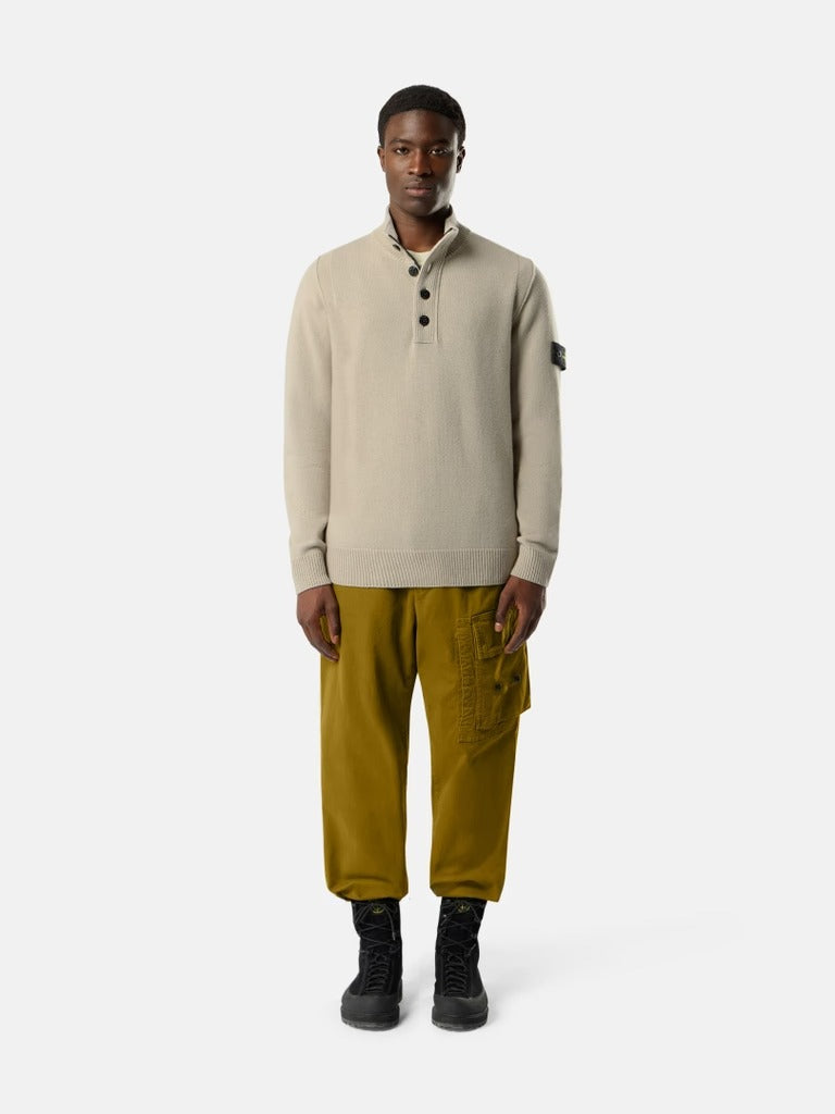 Regular-Fit Half-Zip Jumper with Button Placket-STONE ISLAND-Verso