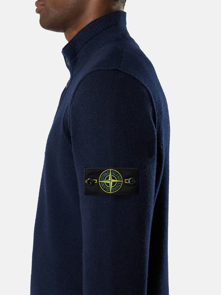 Regular-Fit Half-Zip Jumper with Button Placket-STONE ISLAND-Verso
