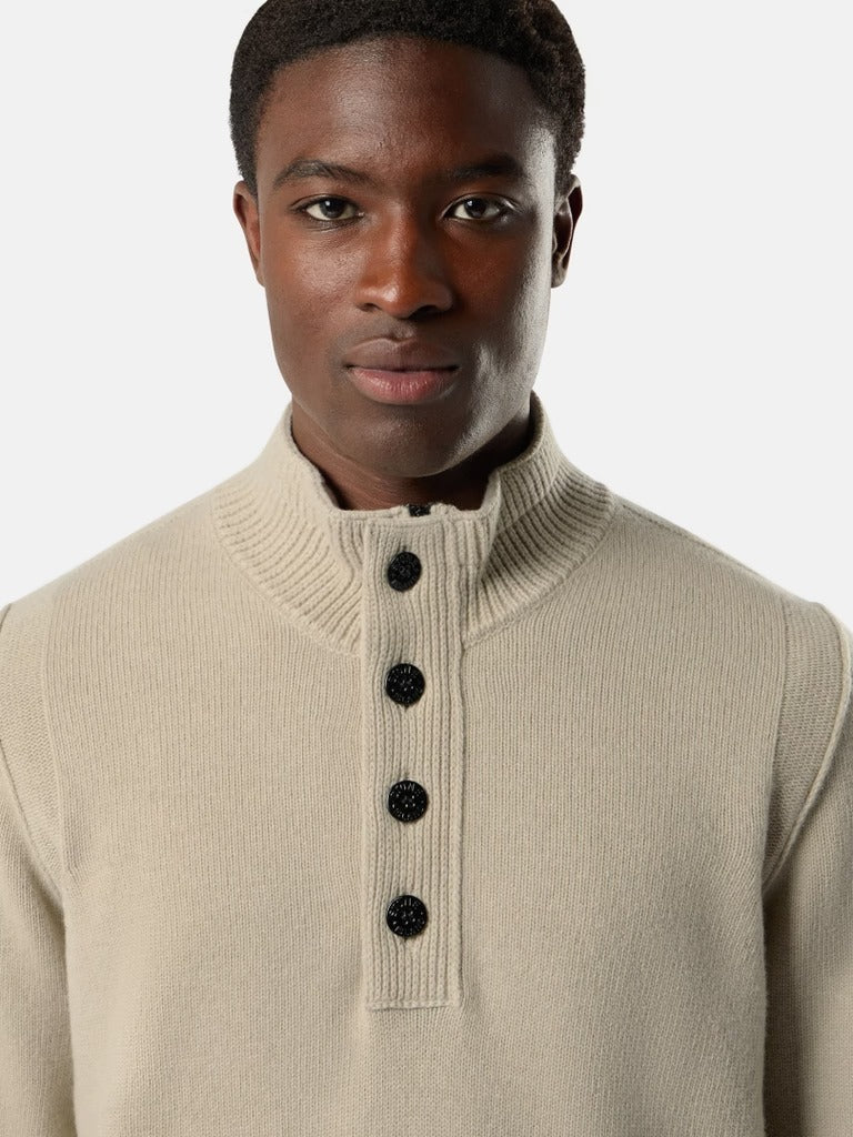 Regular-Fit Half-Zip Jumper with Button Placket-STONE ISLAND-Verso