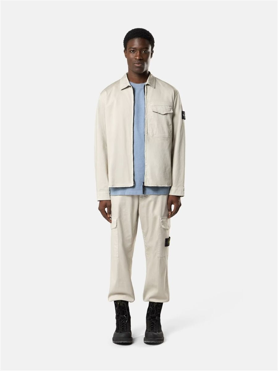 Regular-fit overshirt with concealed zip-STONE ISLAND-Verso