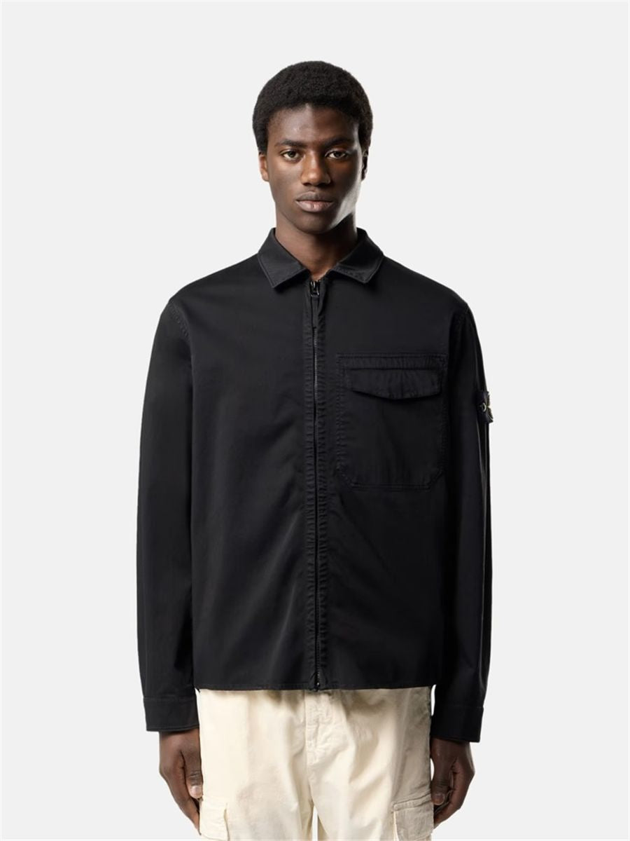 Regular-fit overshirt with concealed zip-STONE ISLAND-Verso