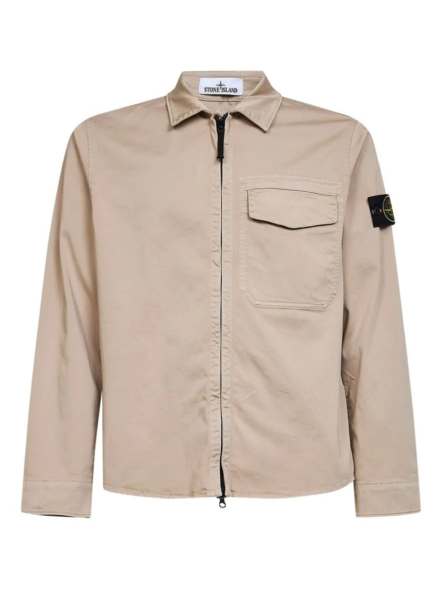 Regular-fit overshirt with concealed zip-STONE ISLAND-Verso