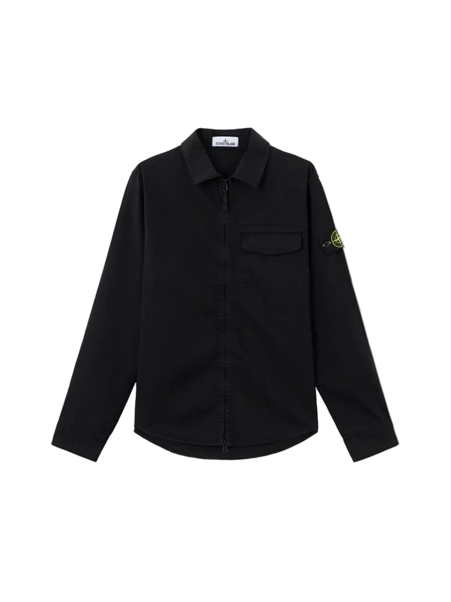 Regular-fit overshirt with concealed zip-STONE ISLAND-Verso