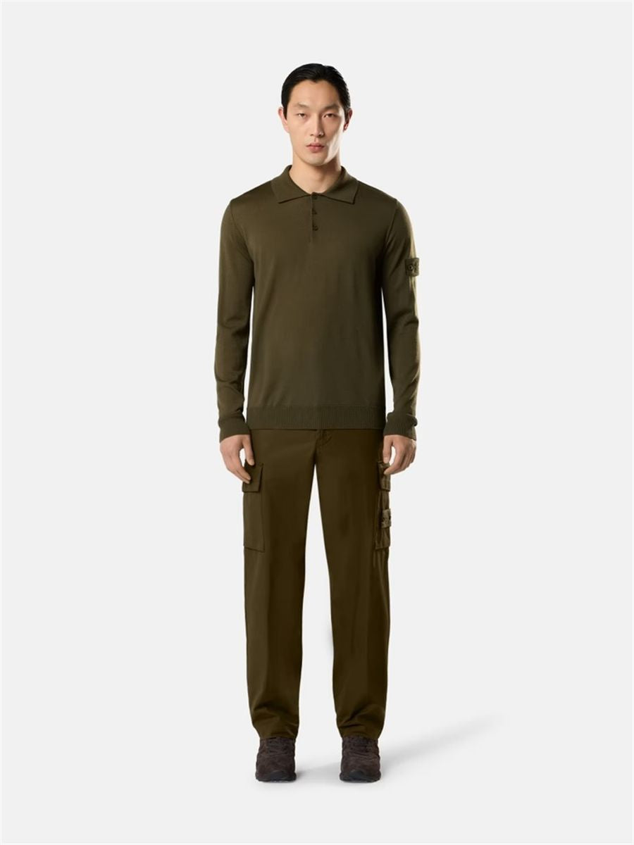 Regular-fit polo collar jumper with button closure-STONE ISLAND-Verso