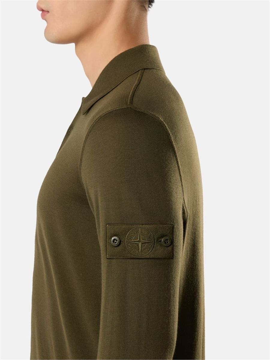 Regular-fit polo collar jumper with button closure-STONE ISLAND-Verso