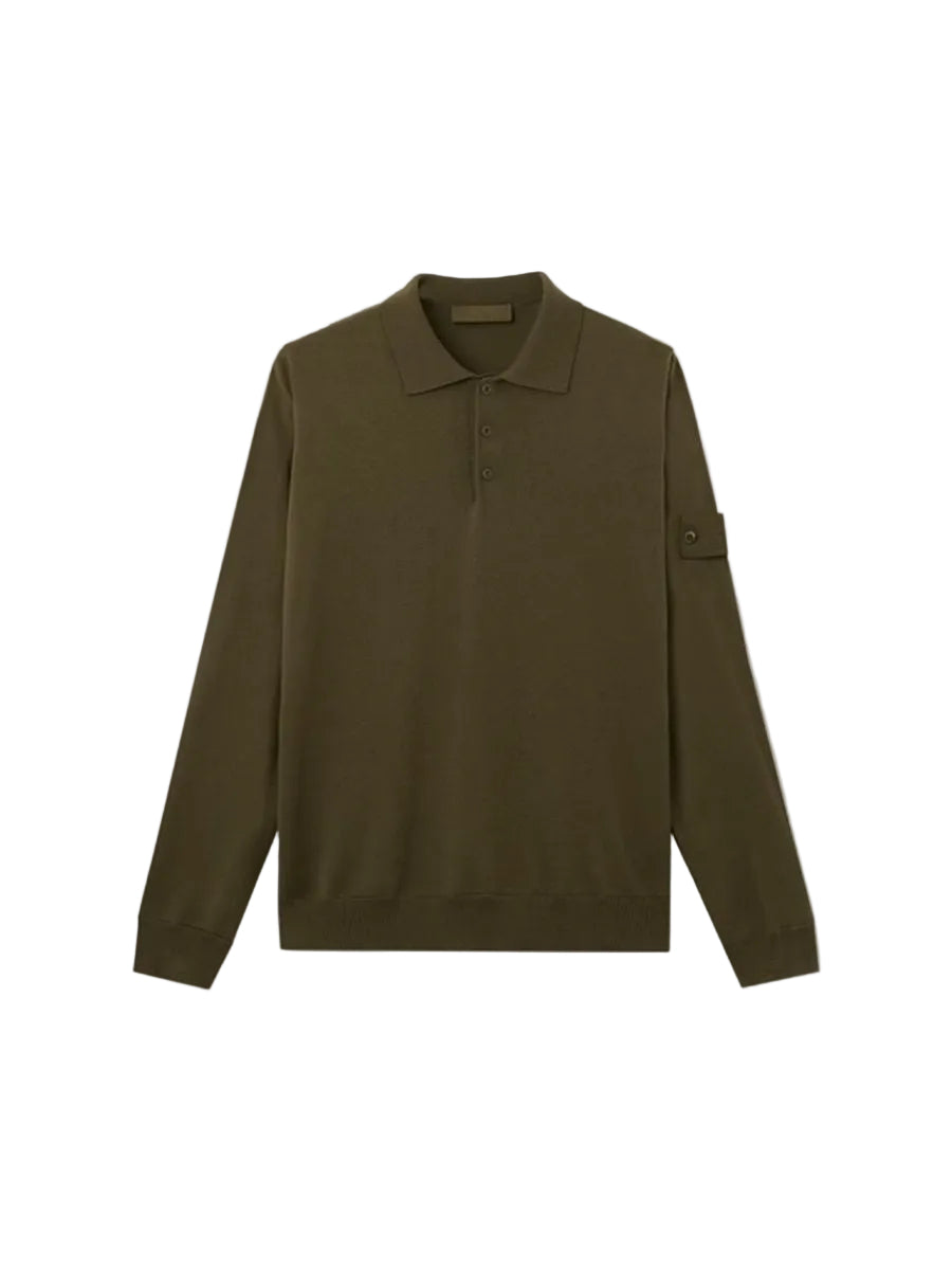 Regular-fit polo collar jumper with button closure-STONE ISLAND-311343-M-Verso