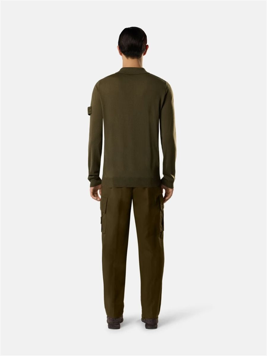 Regular-fit polo collar jumper with button closure-STONE ISLAND-Verso