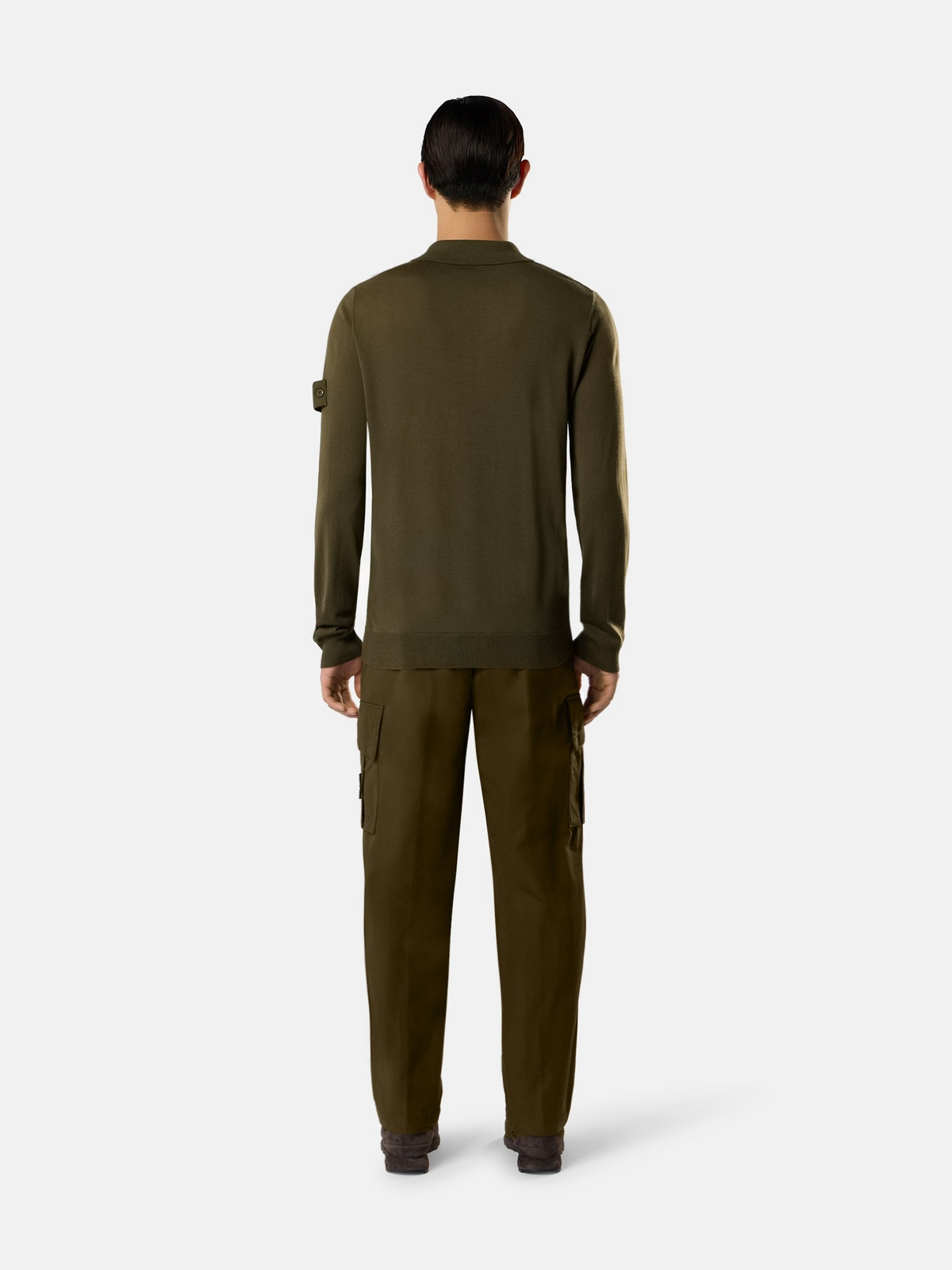 Regular-fit polo collar jumper with button closure-STONE ISLAND-Verso