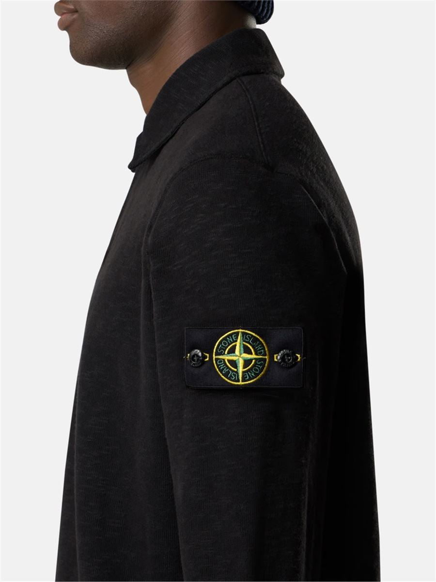 Regular-fit polo sweatshirt with snap fastening-STONE ISLAND-Verso