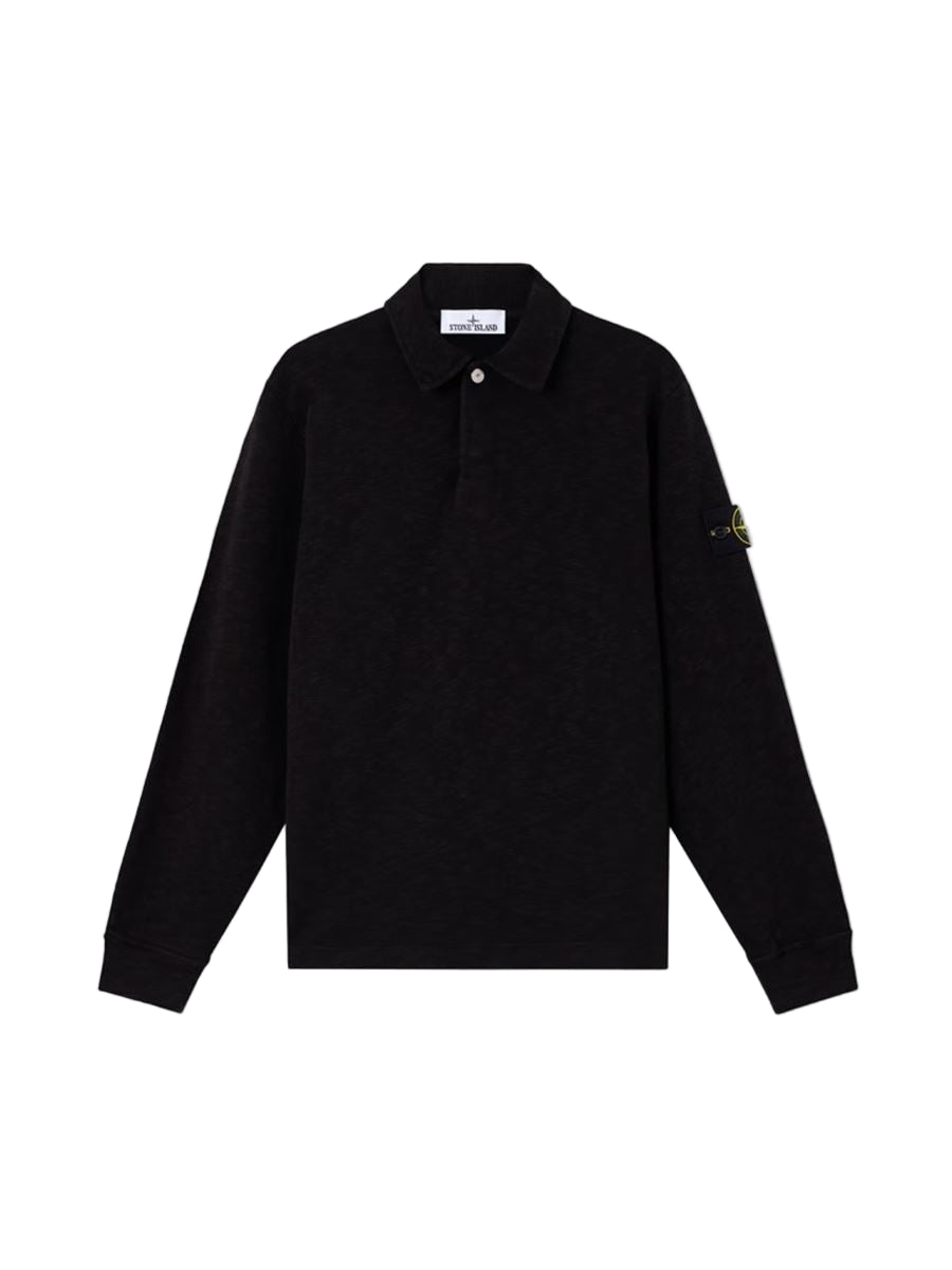 Regular-fit polo sweatshirt with snap fastening-STONE ISLAND-Verso