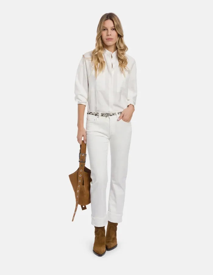 Regular-fit shirt in viscose gabardine-DONDUP-Verso