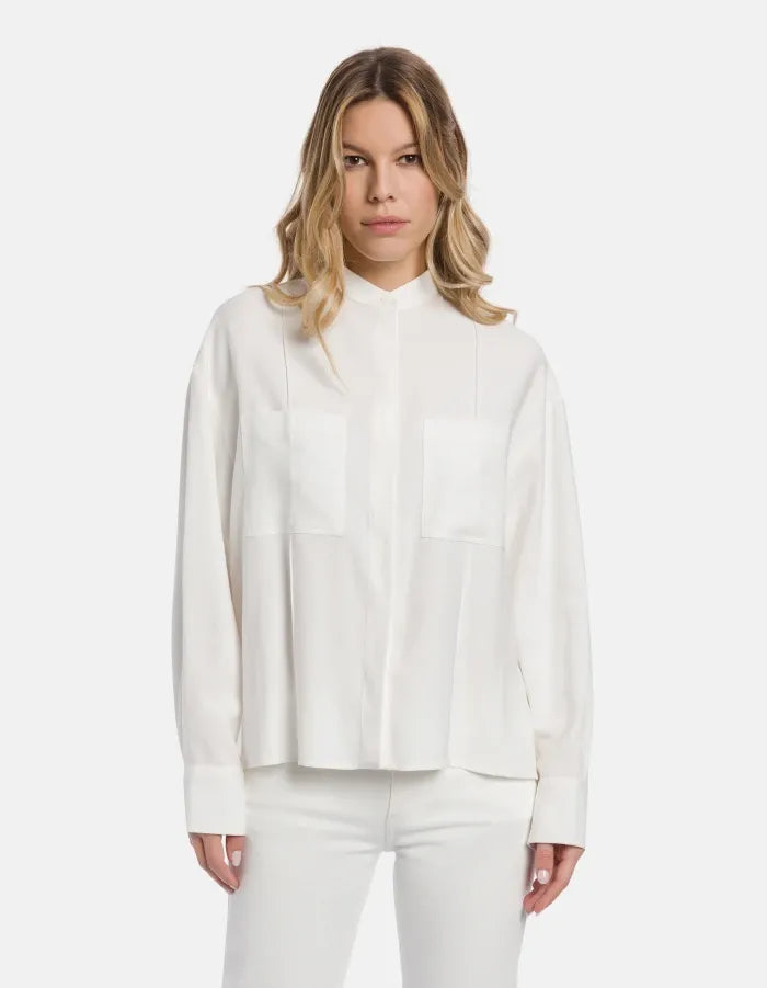 Regular-fit shirt in viscose gabardine-DONDUP-Verso