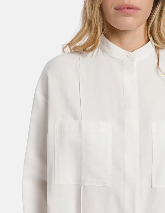 Regular-fit shirt in viscose gabardine-DONDUP-Verso