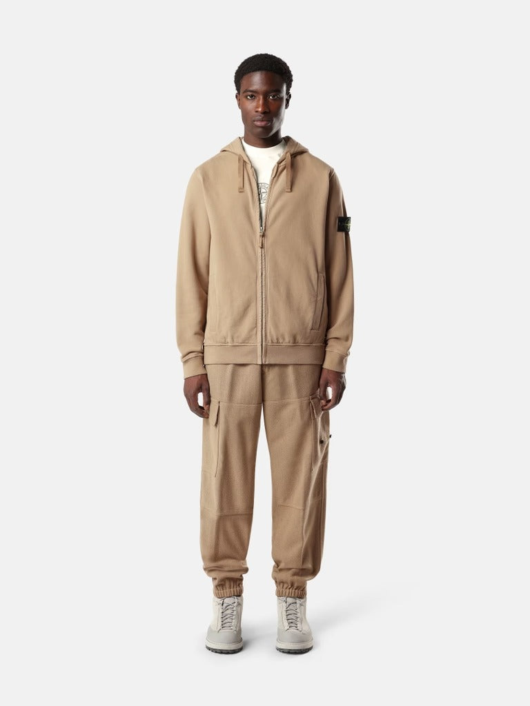 Regular-fit zip-up hooded sweatshirt with ribbed inserts-STONE ISLAND-Verso