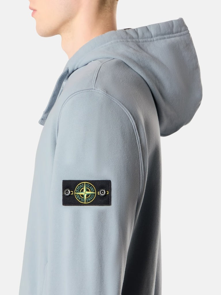 Regular-fit zip-up hooded sweatshirt with ribbed inserts-STONE ISLAND-Verso