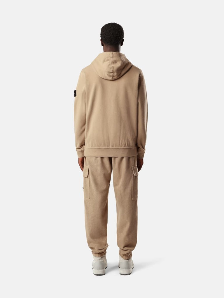 Regular-fit zip-up hooded sweatshirt with ribbed inserts-STONE ISLAND-Verso