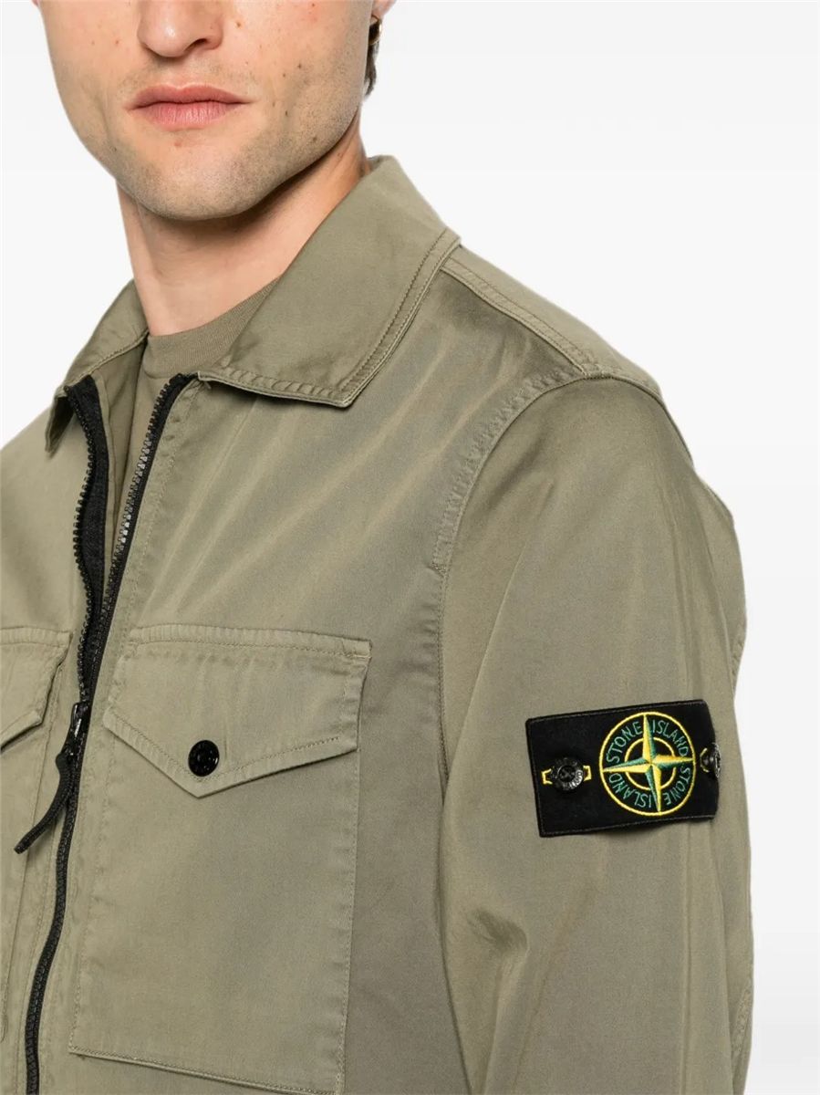 Regular-fit zip-up overshirt with chest pockets-STONE ISLAND-Verso