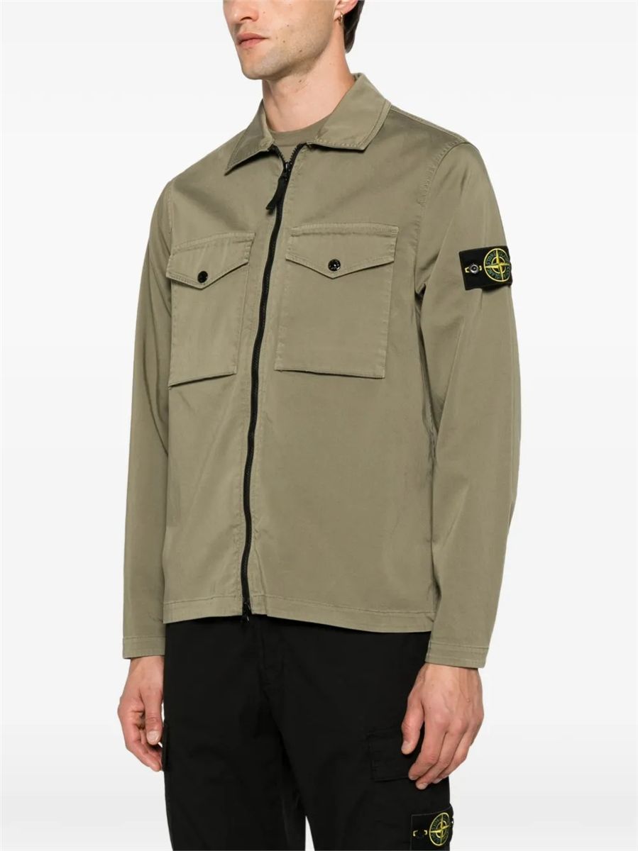 Regular-fit zip-up overshirt with chest pockets-STONE ISLAND-Verso