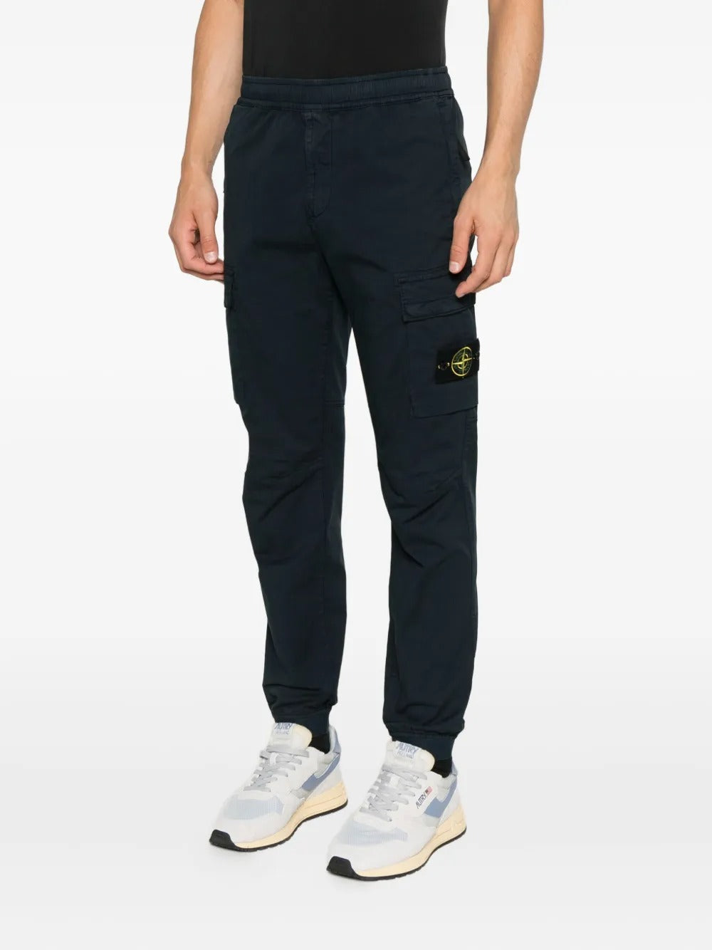 Regular-tapered-fit Cargo Trousers with Zip Pockets-STONE ISLAND-Verso