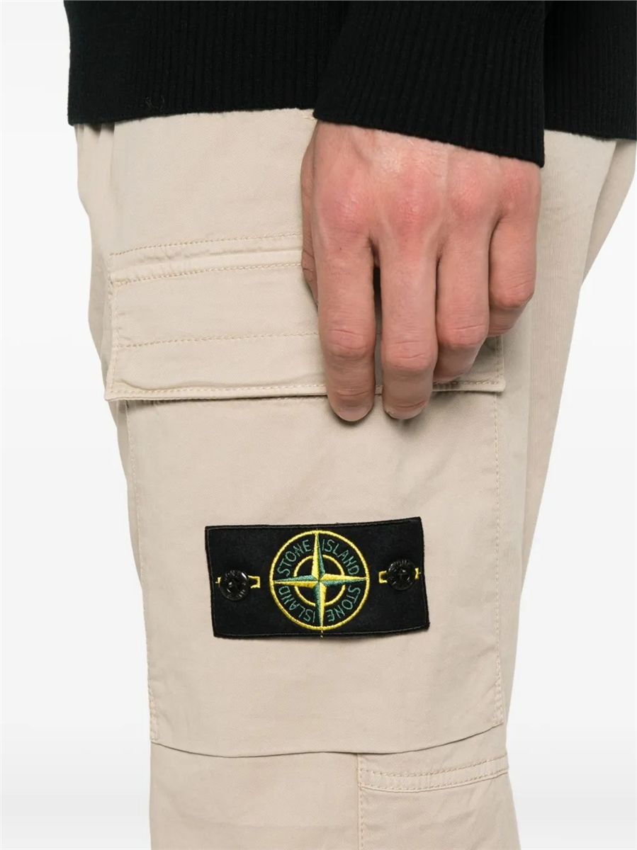 Regular-tapered-fit cargo trousers with zip pockets-STONE ISLAND-Verso