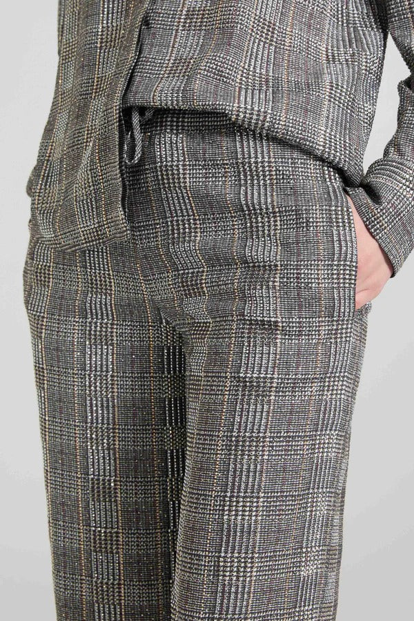 Relaxed tailored trousers in prince of wales-print marocain with crystals-ERMANNO SCERVINO-Verso