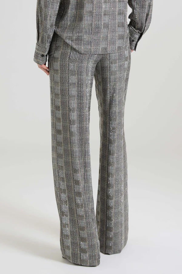 Relaxed tailored trousers in prince of wales-print marocain with crystals-ERMANNO SCERVINO-Verso