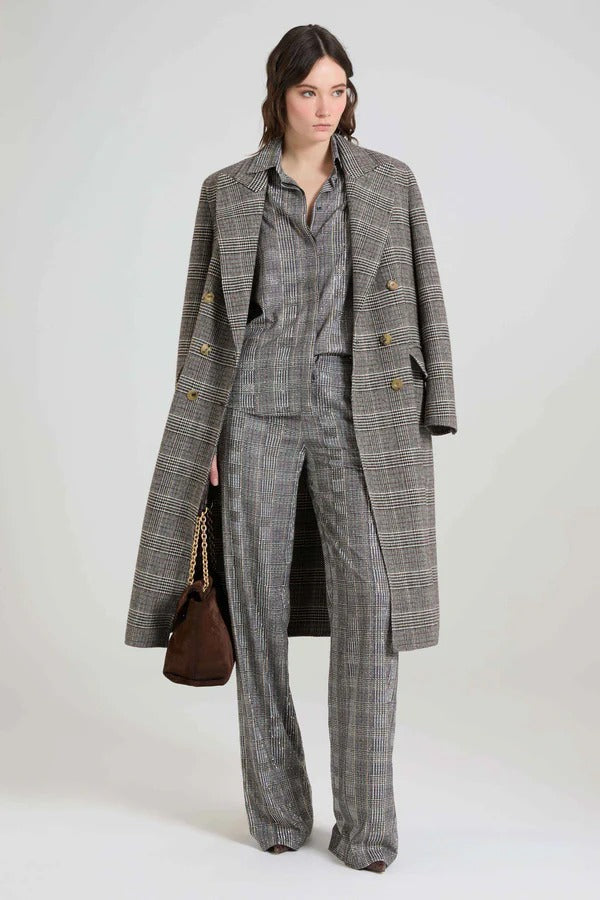 Relaxed tailored trousers in prince of wales-print marocain with crystals-ERMANNO SCERVINO-Verso