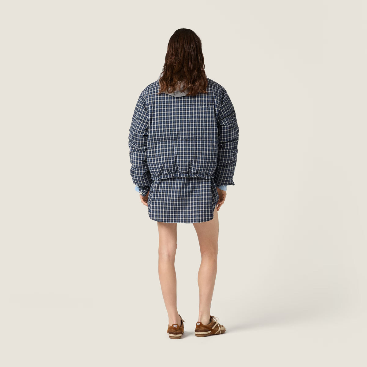 Reversible Flannel Down Jacket-MIU MIU-Verso