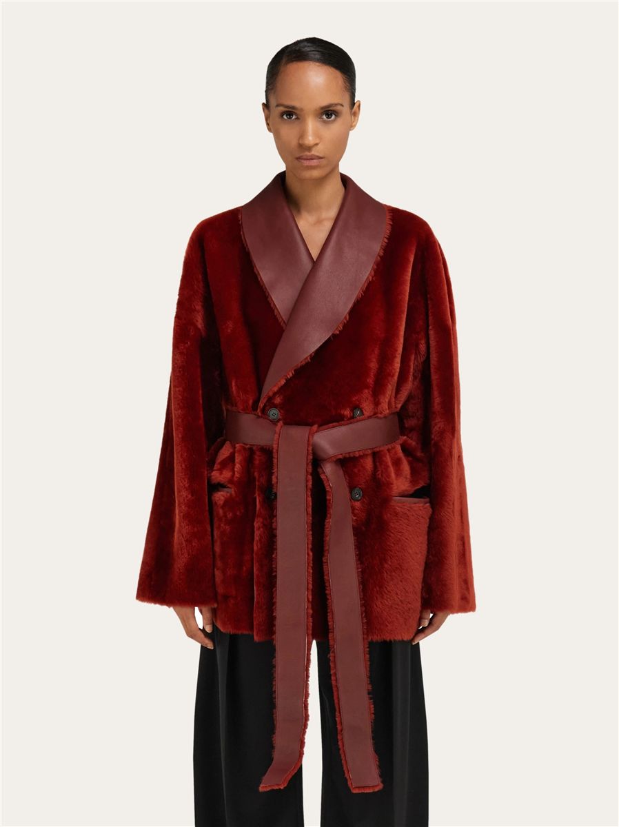 Reversible shearling jacket-FERRAGAMO-Verso