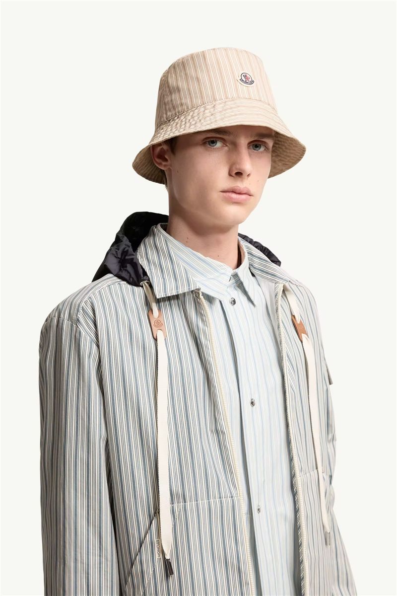 Reversible striped cotton bucket hat-MONCLER-Verso