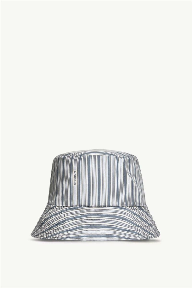 Reversible Striped Cotton Bucket Hat-MONCLER-Verso