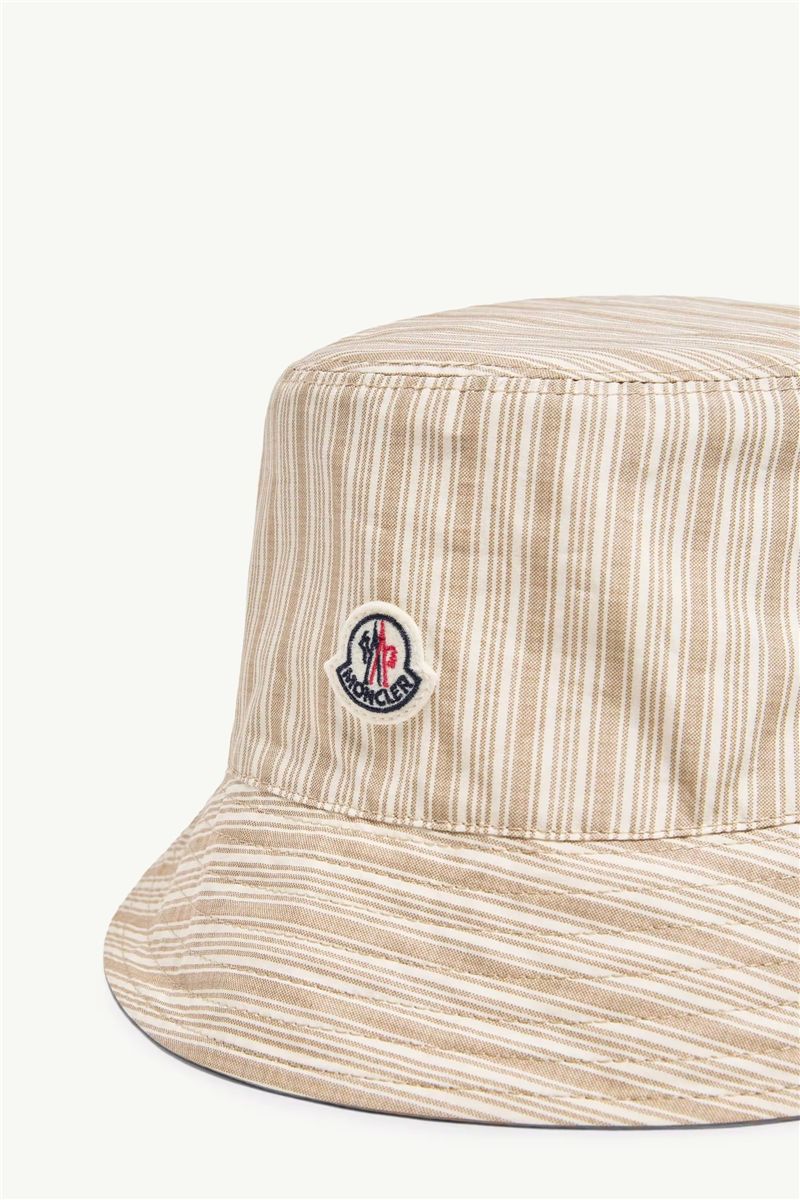 Reversible striped cotton bucket hat-MONCLER-Verso