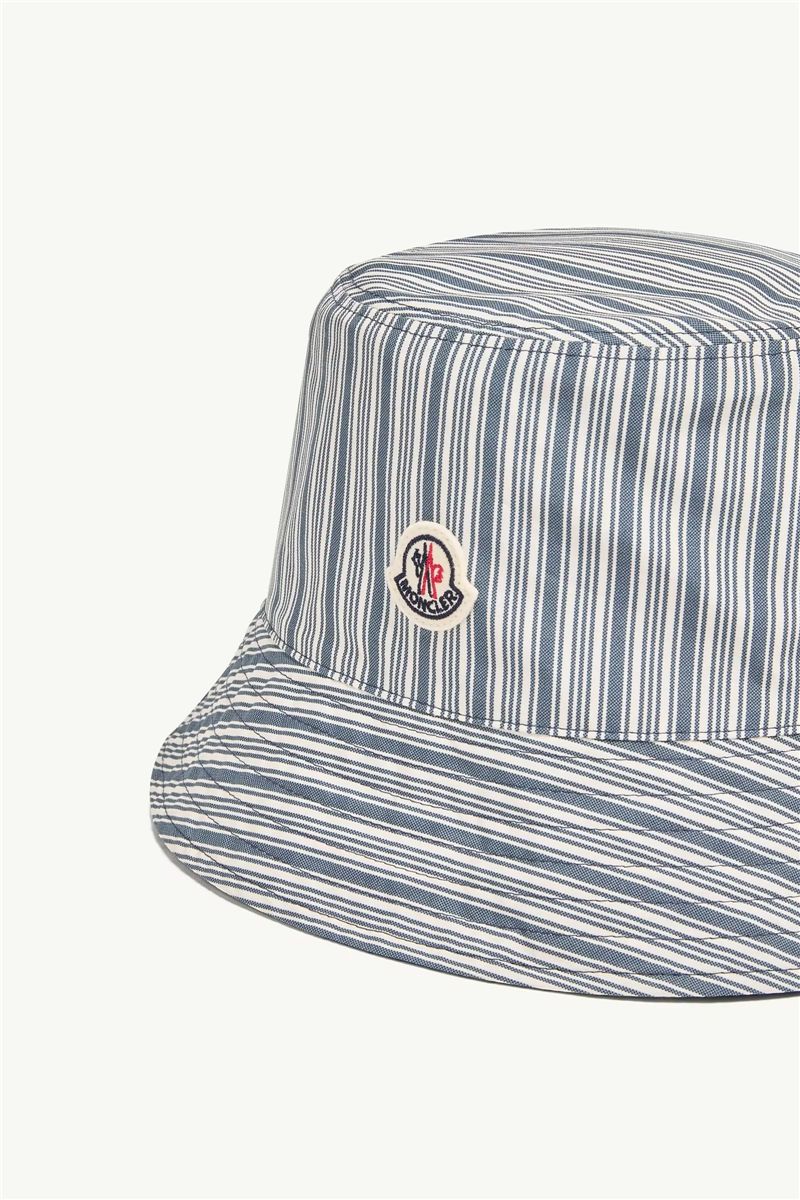 Reversible Striped Cotton Bucket Hat-MONCLER-Verso