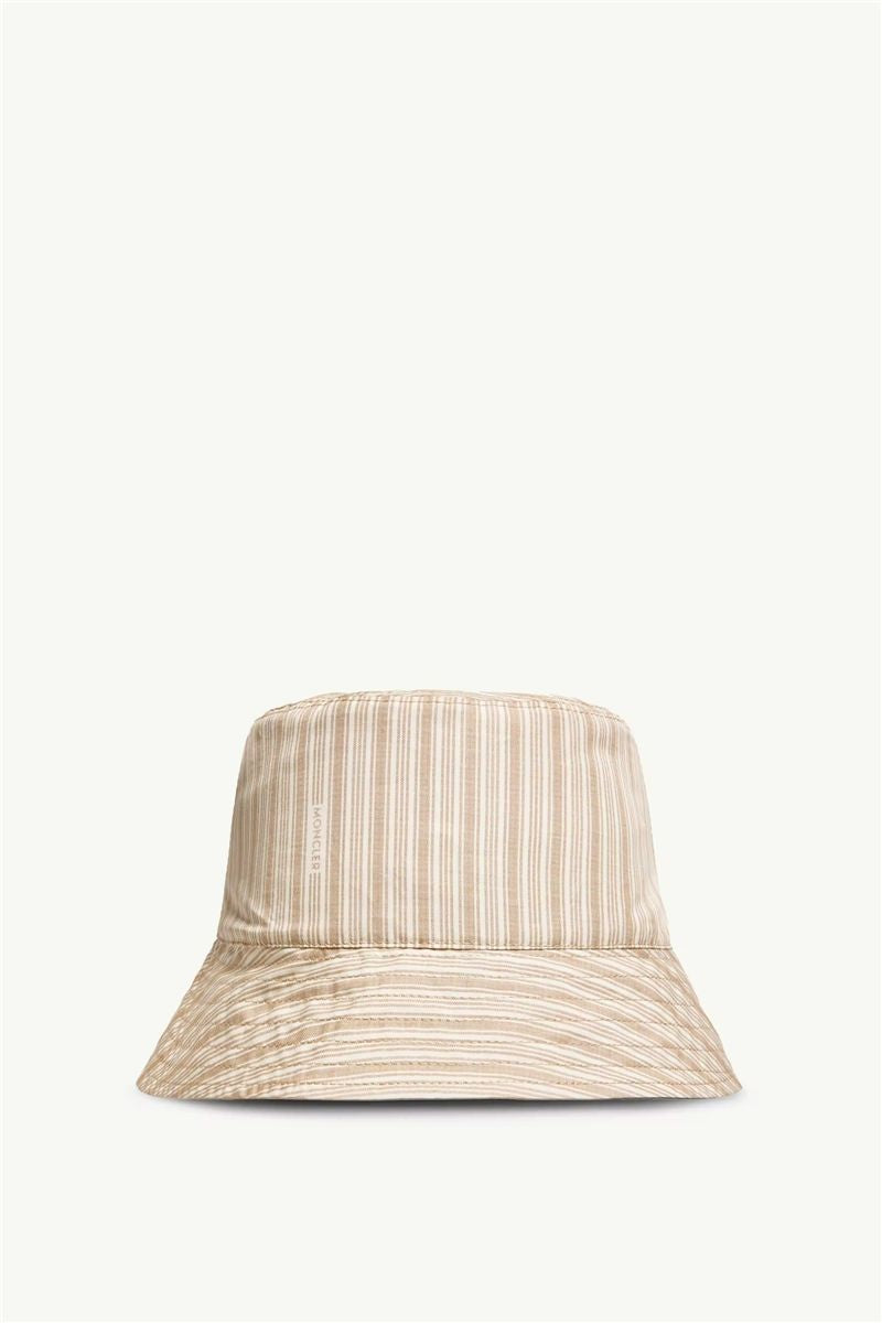 Reversible striped cotton bucket hat-MONCLER-Verso