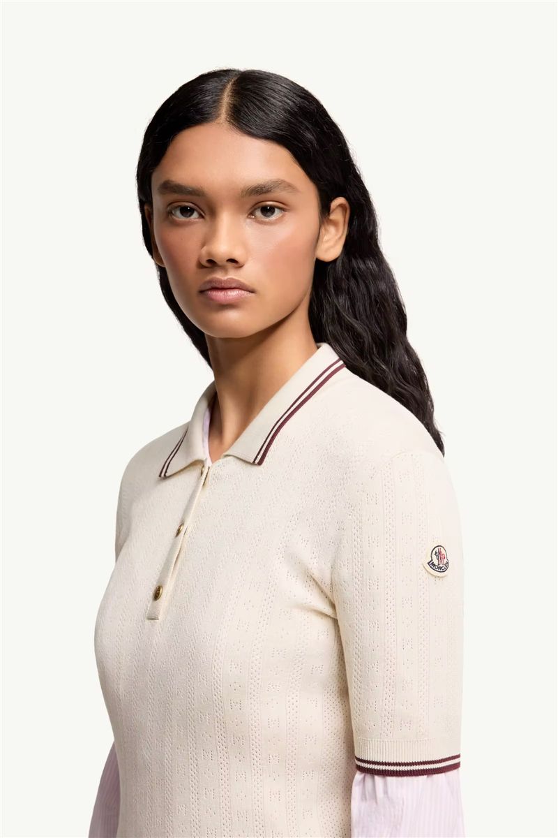 Rhombus & logo pattern cotton polo shirt-MONCLER-Verso