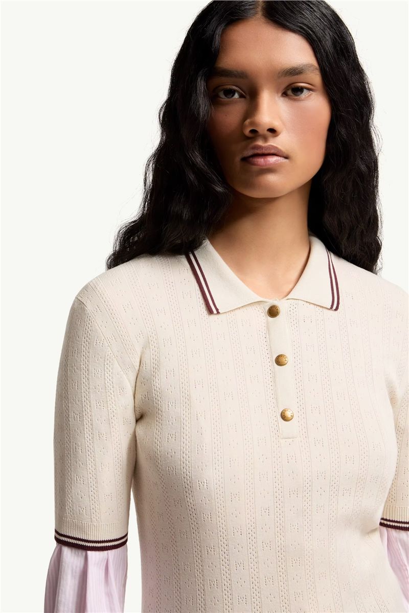 Rhombus & logo pattern cotton polo shirt-MONCLER-Verso