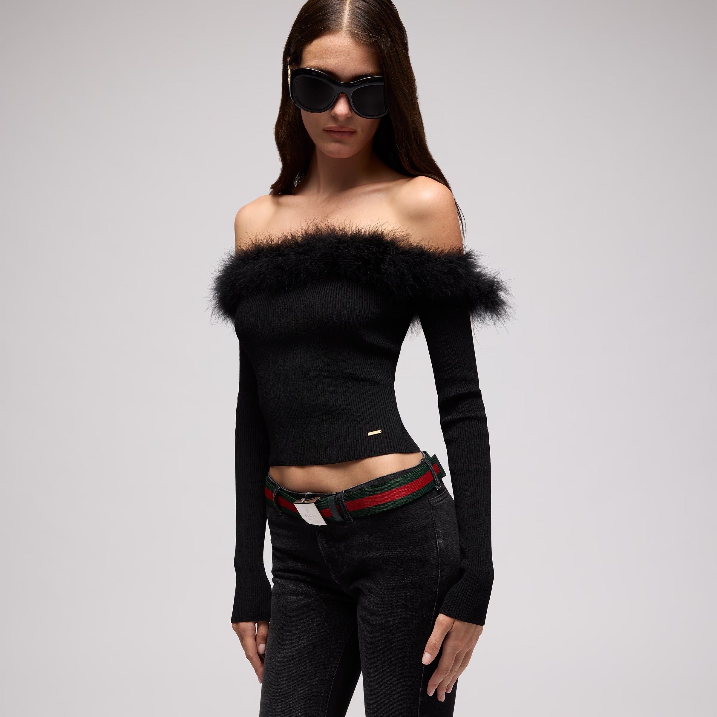 Rib Viscose Off-The-Shoulder Top-GUCCI-Verso