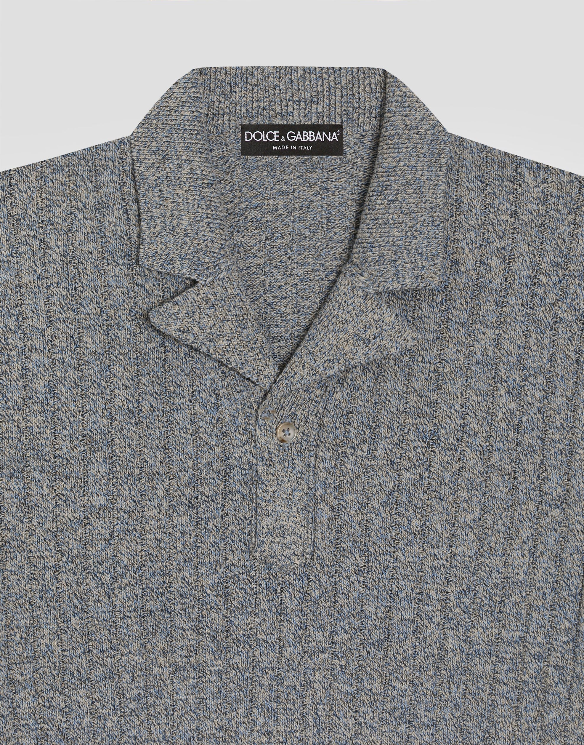 Ribbed Cotton and Linen Polo Shirt-DOLCE&GABBANA-Verso